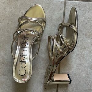 Calvin Klein Metallic Gold Strappy Heels